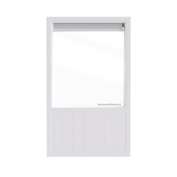 Kunststof Kozijn, Vast raam met borstwering lamellen verticaal en ventilatierooster