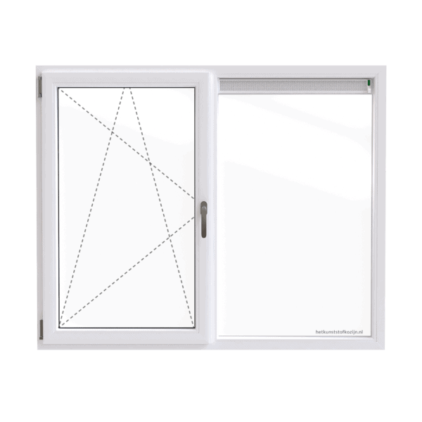 Kunststof Kozijn, Vast raam met ventilatierooster en draaikiepraam links met scharnier links