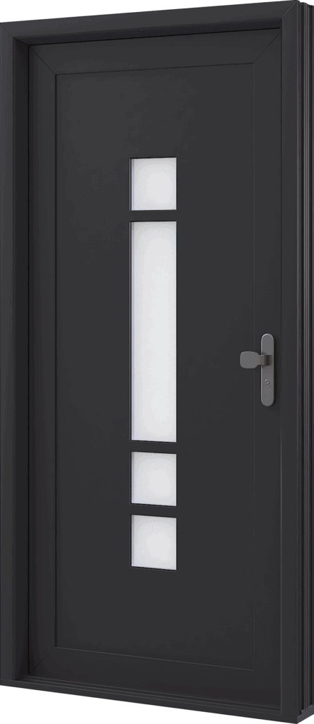 Model 2, Voordeur buitenaanzicht met scharnierpunten links, kunststof deur