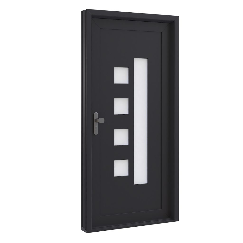 Model 7, Voordeur buitenaanzicht met scharnierpunten rechts