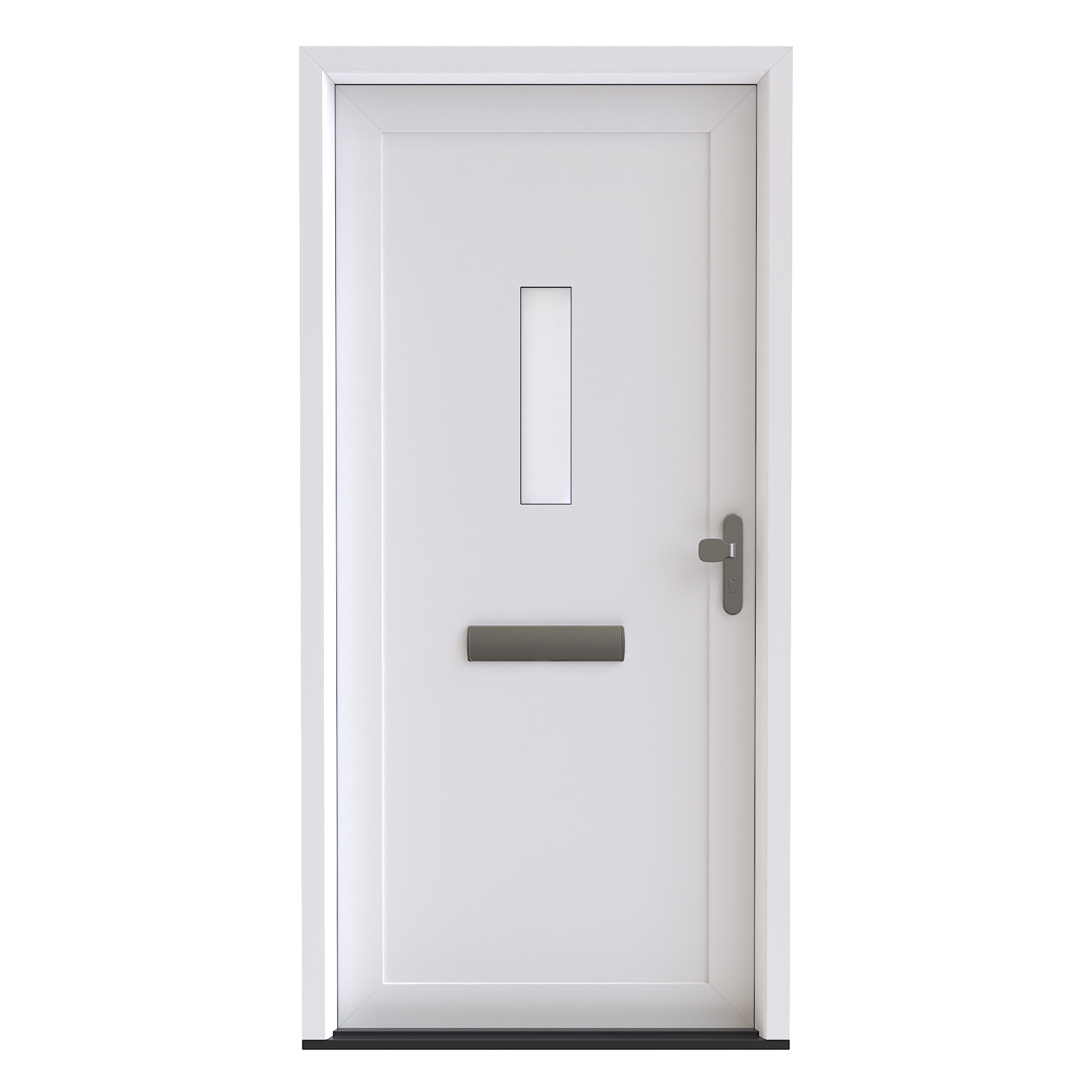 Model 15B, Voordeur buitenaanzicht met scharnierpunten links en brievenbus