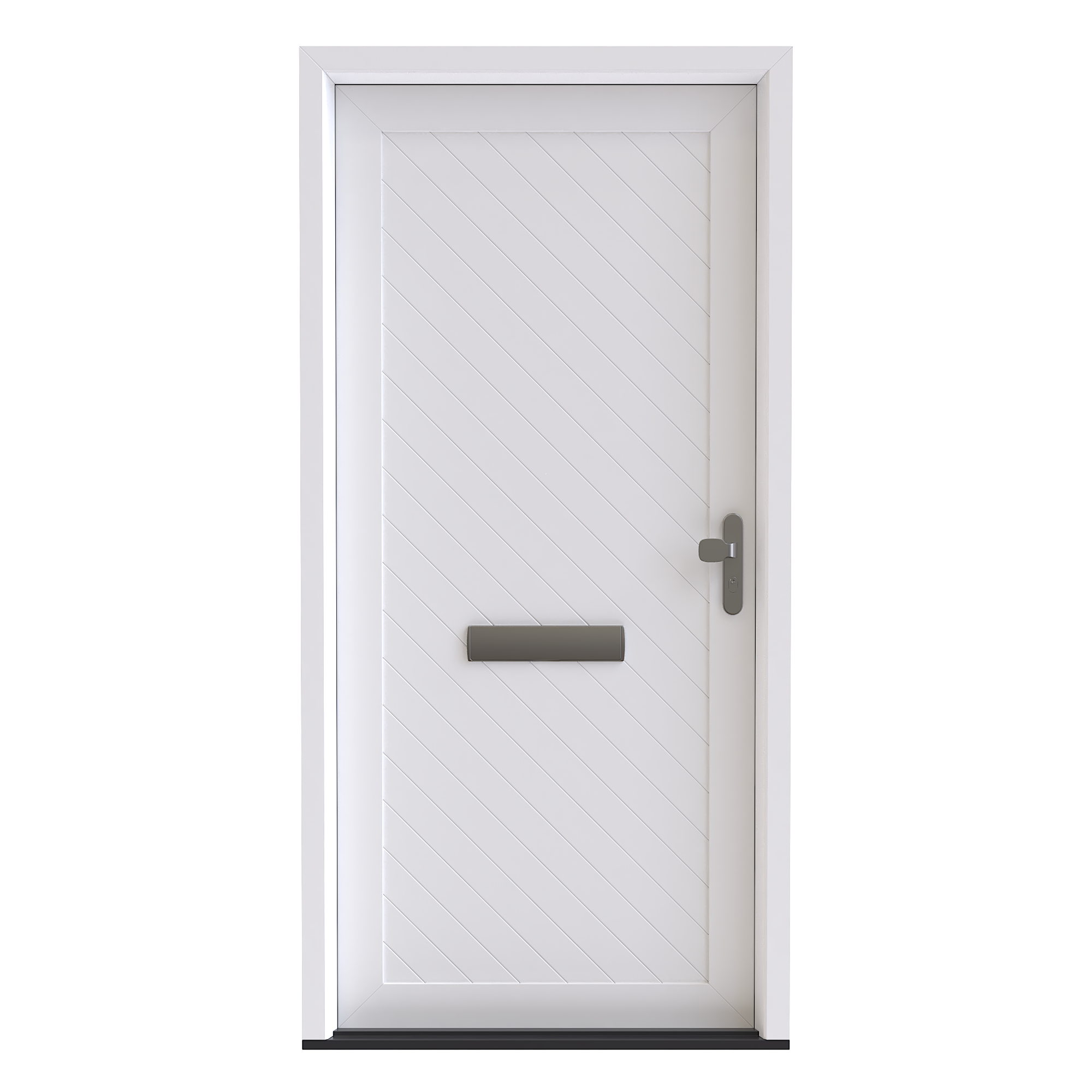 Model 19B, Voordeur buitenaanzicht met scharnierpunten links en brievenbus