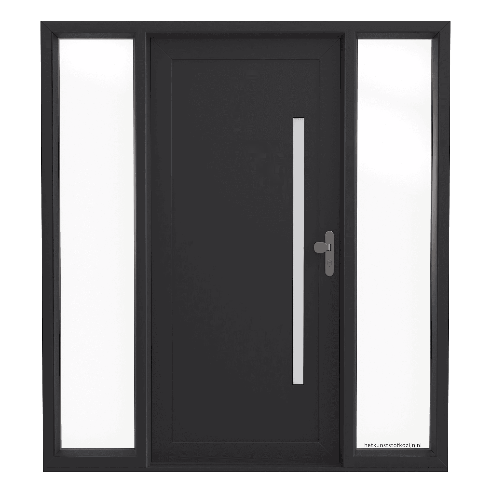 Model 9, Voordeur buitenaanzicht met scharnierpunten links, zijlicht links en rechts