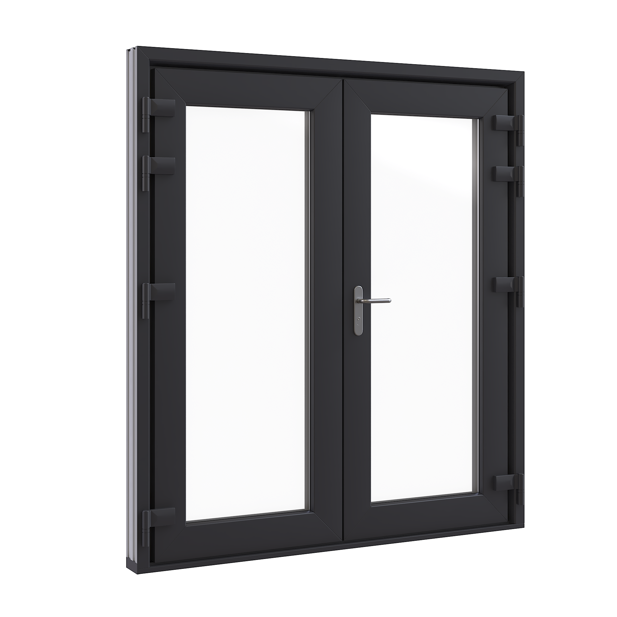 Terrasdeuren, Model 1, buitenaanzicht met actief deel rechts, Perspectief