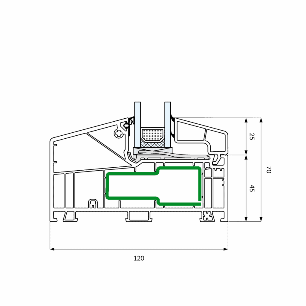 Schuco Living Variant 15, Technische Tekening, Vast raam