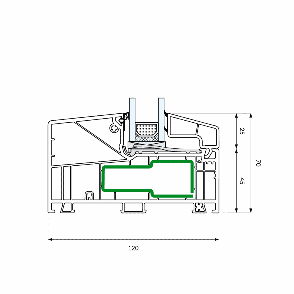 Schuco Living Variant 6, Technische Tekening, Vast raam
